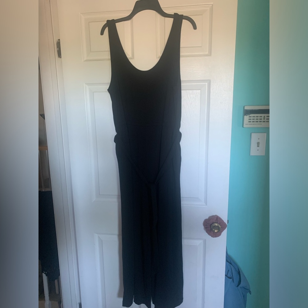 Loft wide leg cotton jumpsuit L black